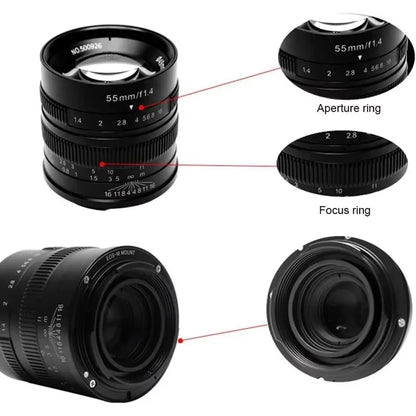 7artisans APS-C 55mm F1.4 Large Aperture Manual Focus Mirrorless Camera Lens for Portrait Photography with Sony E Fujifilm XF - Universal Market