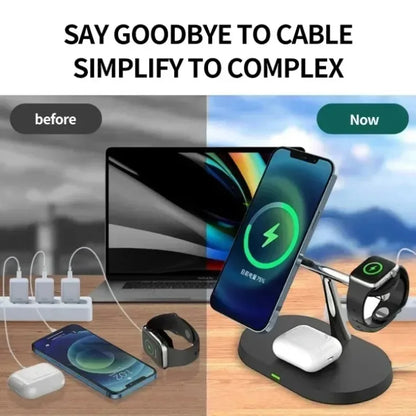 Phone Wireless Charger Desktop 3 IN 1 Magnetic For Magsafe iPhone 16 15 14 13 12 Samsung Apple/Galaxy Watch Fast Charging Dock