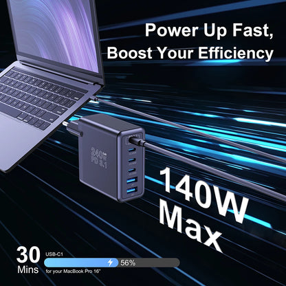 Ubigbuy 240W GaN Charger Fast Charging 140W PD3.1 PPS USB Type C Phone Quick Charger for MacBook Pro iPhone 16 Samsung Laptops