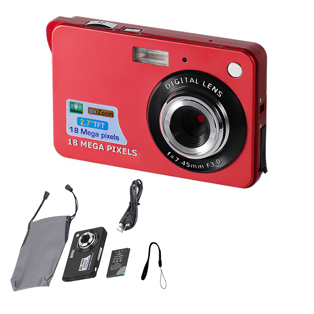 Portable Digital Camera 1080P Video Camcorder 48MP Photo 8X Zoom Anti-shake 2.7 Inch Large TFT Screen USB Charge with Carry Bag - Universal Market