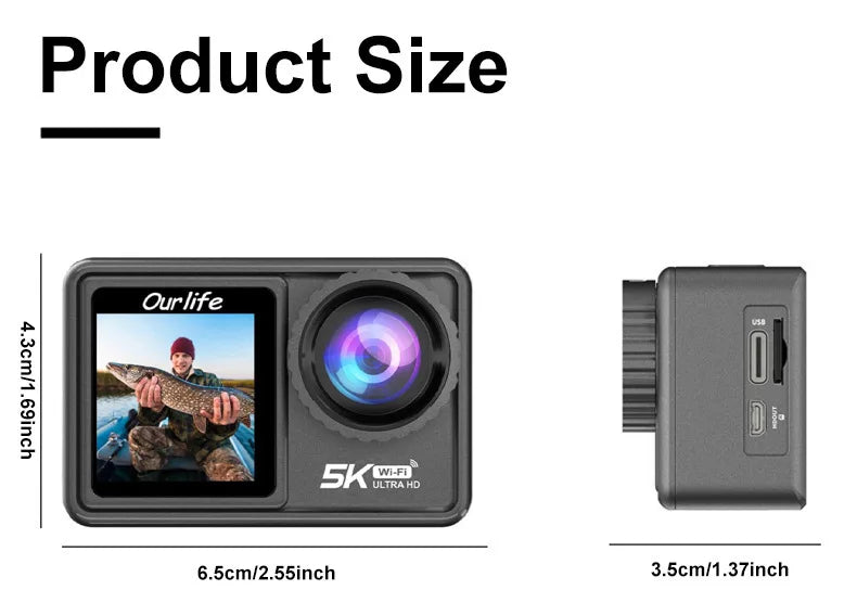 5K HD Outdoor Sports Camera Video Recording Action Shoot Stabilization Underwater Waterproof Photography Cam CarDriving Recorder
