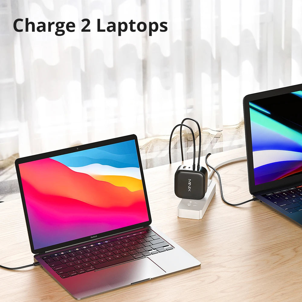 MINIX NEO P3 100W GaN USB Charger Travelling Charger with multi plugs EU/US/AU/UK  for Macbook ,For iPhone , For Samsung ,MI