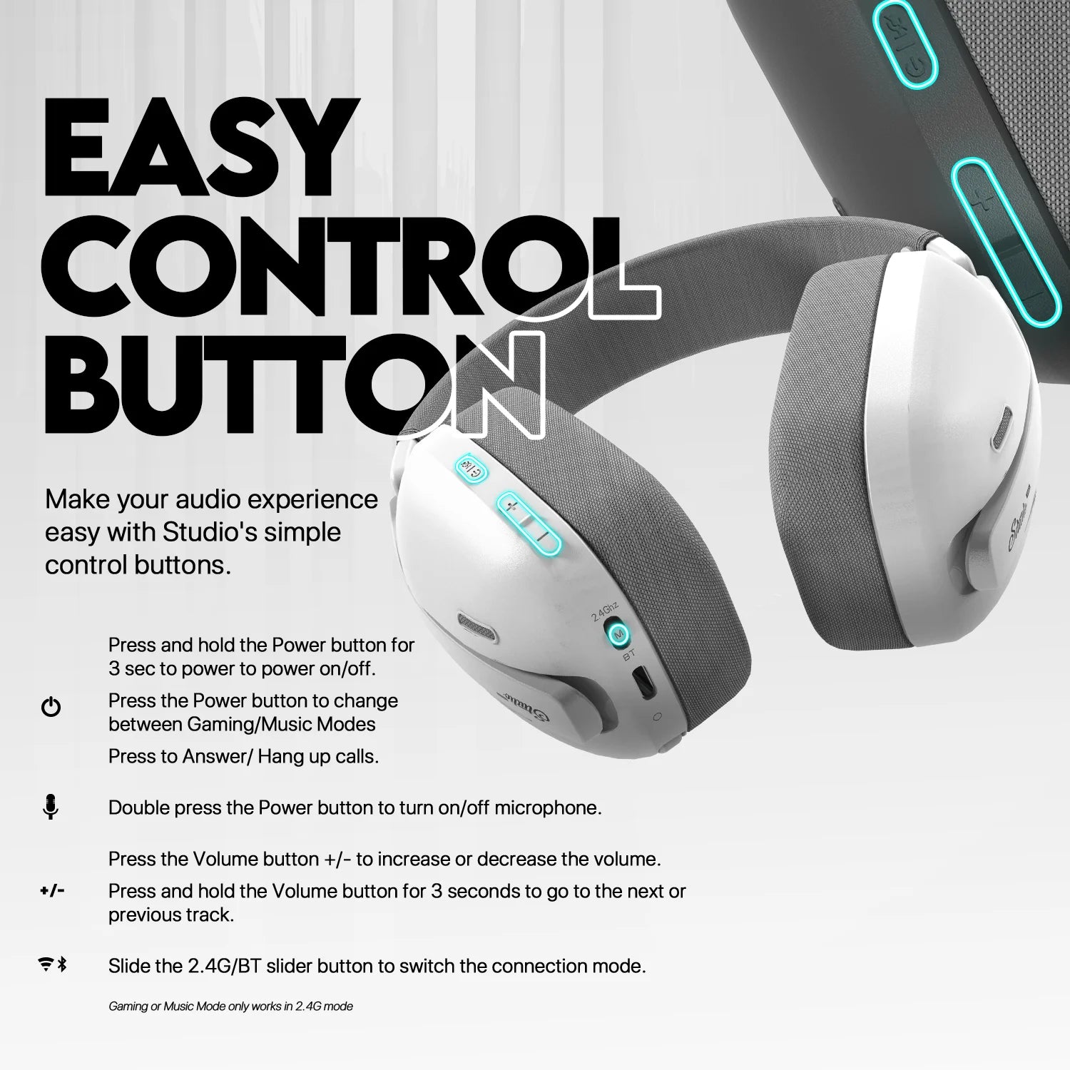 FANTECH WHG03P STUDIO PRO Gaming Headphones Wired& Wireless Bluetooth 7.1 Surround Headset With Noise Reduction Mic For PS5 XBOX - Universal Market