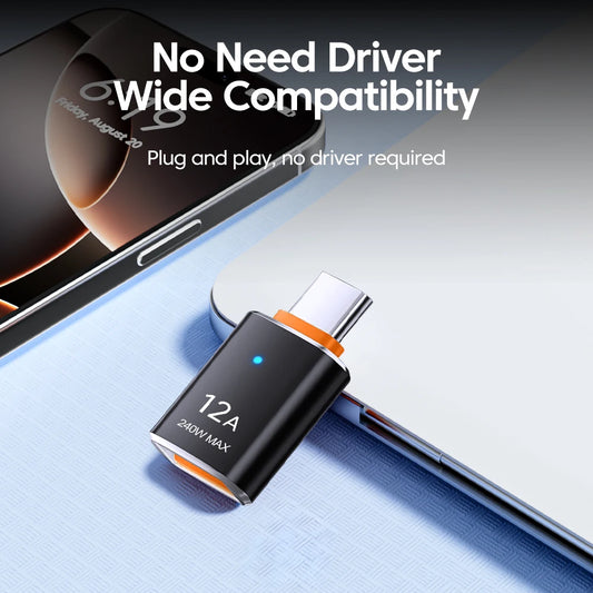 12A OTG USB 3.0 To Type C Adapter USB Female To Type c Male Fast Charging adadpter OTG USB C For Xiaomi Samsung Laptop PC