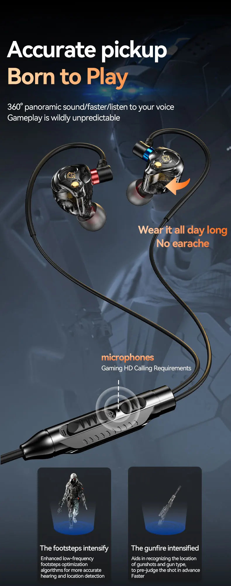 NEW 8D Surround Sound Gaming Earphones Type C&3.5mm Wired In Ear Earbuds Headphones Sports Gamer Headset for Samsung With HD Mic - Universal Market