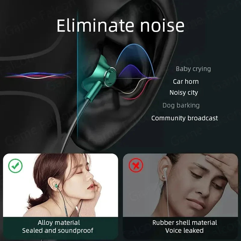 USB Type C Headphone HiFi Bass Stereo Volume Control Mic 3.5mm Wired Earbuds For Galaxy S24 S23 S22 S21 Ultra iPhone 15 Pro Max - Universal Market