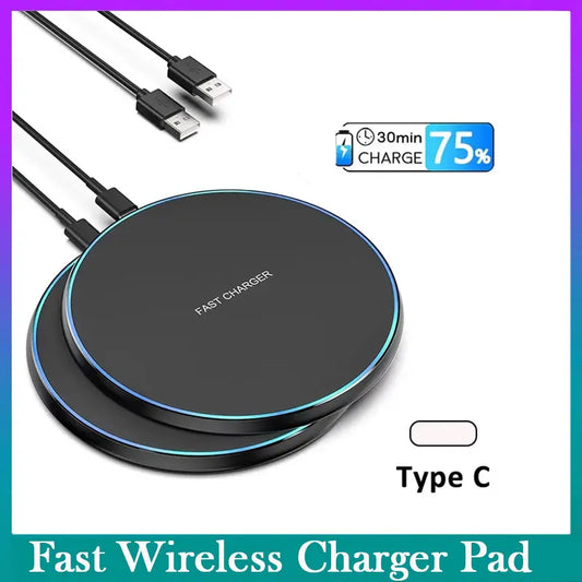 LED Light Wireless Charger Pad For iPhone 16 15 14 13 12 8 X XR Samsung Xiaomi  Airpods Pro Fast Wireless Charging Station