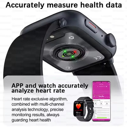 2025 AI Diagnosis NFC Smart Watch Women 1.85 inch AMOLED Blood pressure Heart Rate Temperature BT call Smartwatches Men For IOS