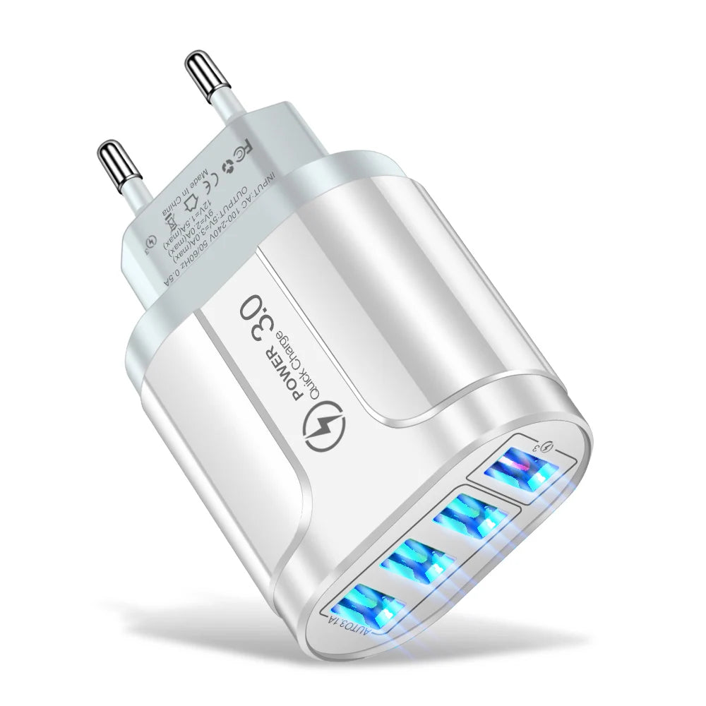 Vumpach 4 Ports USB Fast Charger Quick Charge 3.0 48W Wall Mobile Phone Fast Charging For iPhone Samsung Xiaomi  Adapter Travel