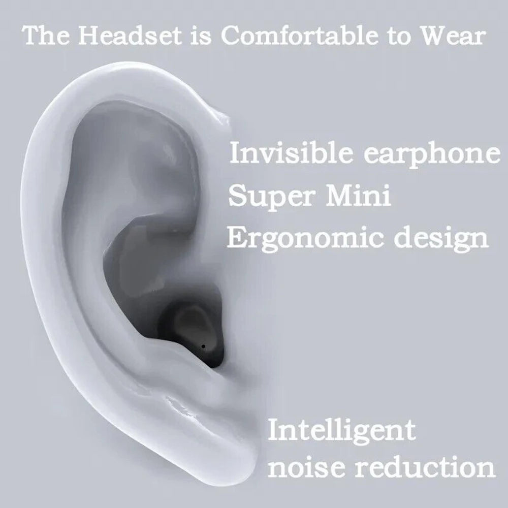 Mini SK18 Invisible Headphones Wireless Bluetooth 5.3 Headphones Bass Sleeping Headphones with Microphone Noise Cancellation HD - Universal Market