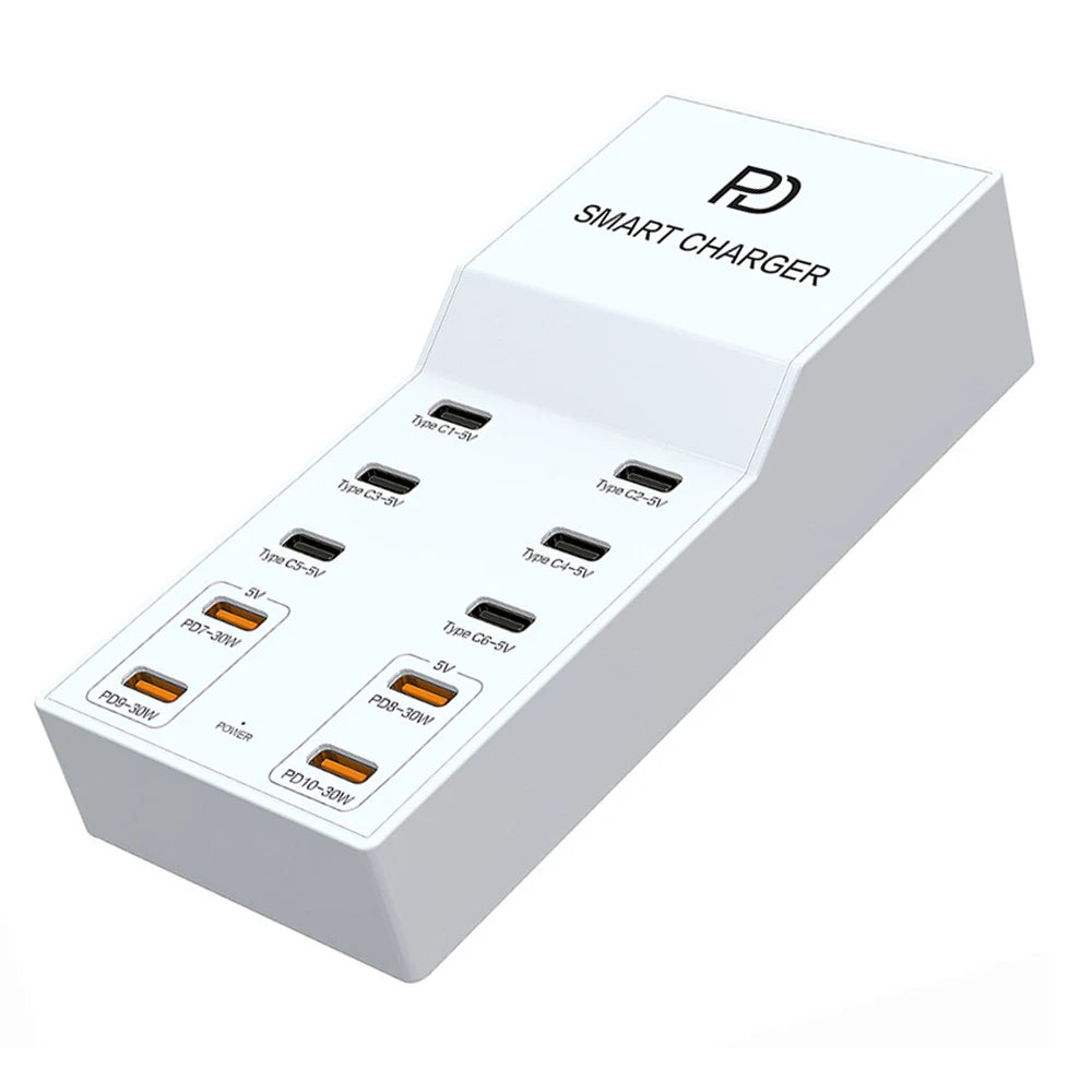 AIXXCO 72W 8 Ports PD QC3.0 USB C Fast Charger Type c Wall Adapter Super Fast Charging For Iphone Samsung Ipad Xiaomi