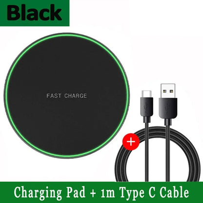 LED Light Wireless Charger Pad For iPhone 16 15 14 13 12 8 X XR Samsung Xiaomi  Airpods Pro Fast Wireless Charging Station