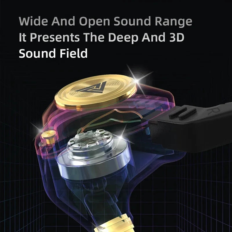 QKZ AK3 FiLe Wired Earphone with Microphone HiFi Music Monitor Bass Headphones Noise Cancelling Headset For Sport Gaming Earbuds - Universal Market
