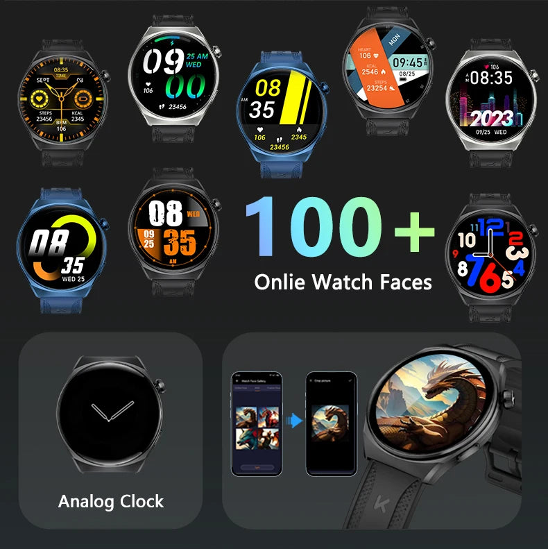 KUMI GW6 Smart Watch with ChatGPT AI Assistant, 1.43" AMOLED Display, Bluetooth Call, 100+ Faces, Fitness Tracker,  Waterproof