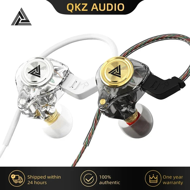 QKZ AK3 FiLe Wired Earphone with Microphone HiFi Music Monitor Bass Headphones Noise Cancelling Headset For Sport Gaming Earbuds - Universal Market