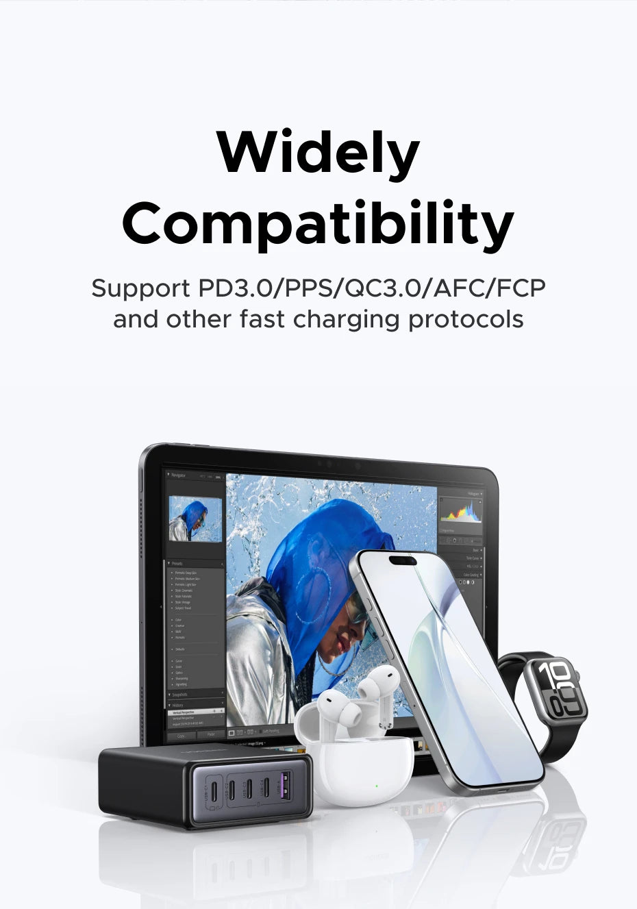 UGREEN 65W GaN Charger PPS QC4.0 PD3.0 5 IN 1 Desktop Charging Station For Phone 16 15 14 Pro Xiaomi Samsung Tablet Macbook Air
