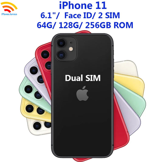 Apple iPhone 11 Dual Sim 2 Sim iPhone11 64GB 128GB 256GB ROM 6.1' Original Retina IPS LCD Face ID NFC Unlocked 4G LTE Mobile - Universal Market