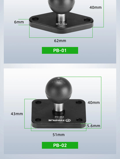 FANAUE 1 Inch Ball Adapter Aluminum alloy 25/20/17mm Diamond Ball Base, Square Ball Base Compatible with RAM Mounts Arm