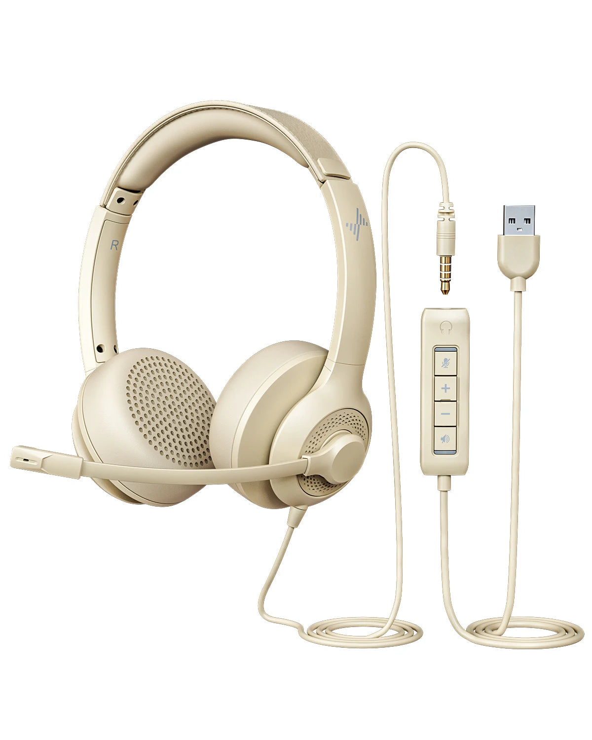 JIAMQISHI USB Headset PC Computer Headphones with Noise Cancelling MIC in-line Control for Home Office Online Class Skype Zoom - Universal Market