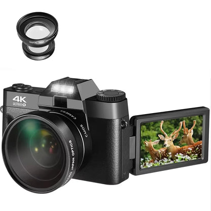 4K Compact Digital Photography Camera 16X 48MP Electronic Image Stabilization vlog Tiktok Ins Youtube Camcorder 3" Flip Screen - Universal Market