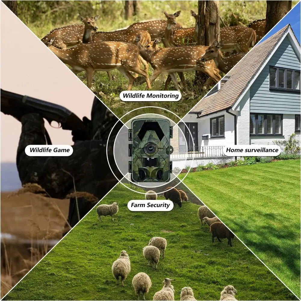 IP66 Waterproof Outdoor Infrared Trail Camera 120° Wide-Angle Camouflage 5K HD Motion Activated Camera with Straps Support 128G
