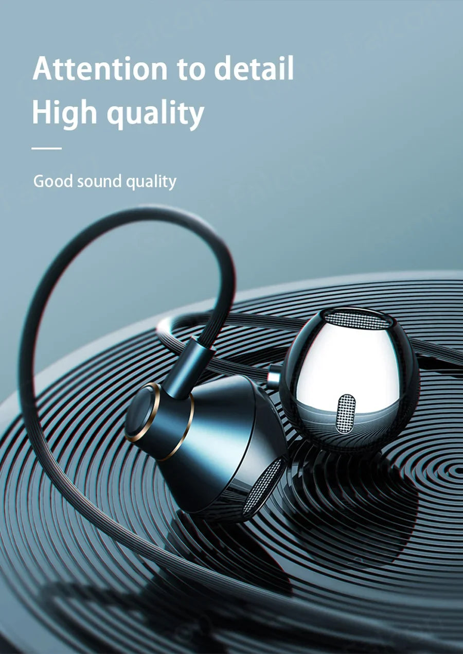 USB Type C Headphone HiFi Bass Stereo Volume Control Mic 3.5mm Wired Earbuds For Galaxy S24 S23 S22 S21 Ultra iPhone 15 Pro Max - Universal Market