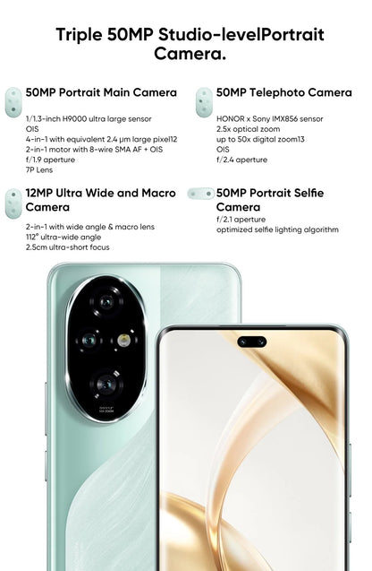 HONOR 200 Pro Global Version 6.78'' 5G Smartphone Snapdragon 8s Gen 3 120Hz AMOLED Display 5200mAh Battery 100W SuperCharge