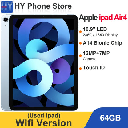 Apple ipad Air 4th Gen 2020 Model Tablet PC 64GB A14 Fusion 10.9 inch Screen 12MP+7MP Camera Touch ID Wifi Version - Universal Market