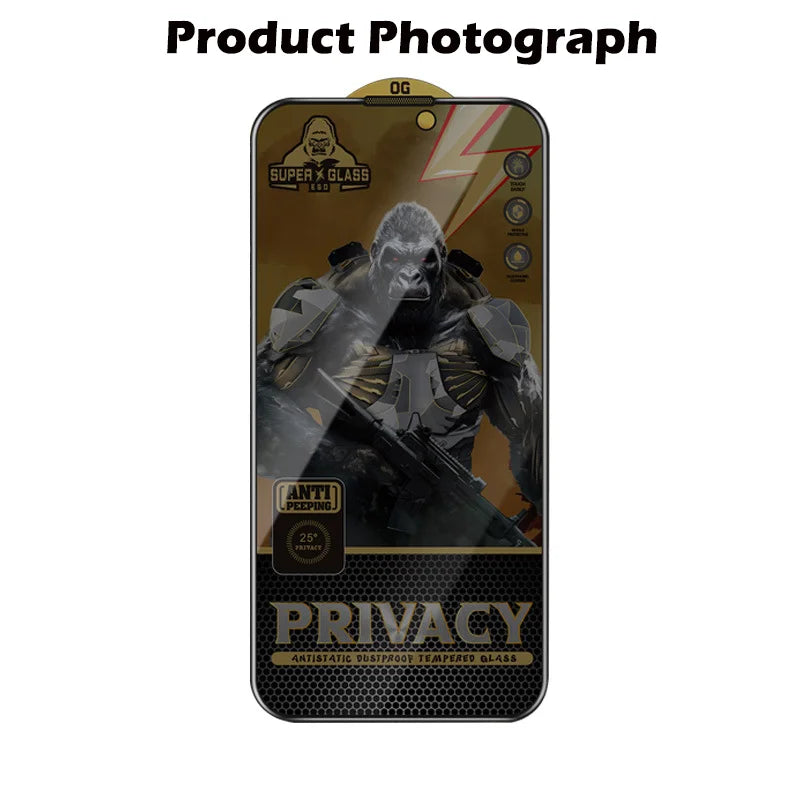 King Kong Gorilla Privacy Screen Protector For iPhone 11 12 13 14 15 Pro Max Anti-spy Tempered Glass For iPhone X XS Max 13 Pro
