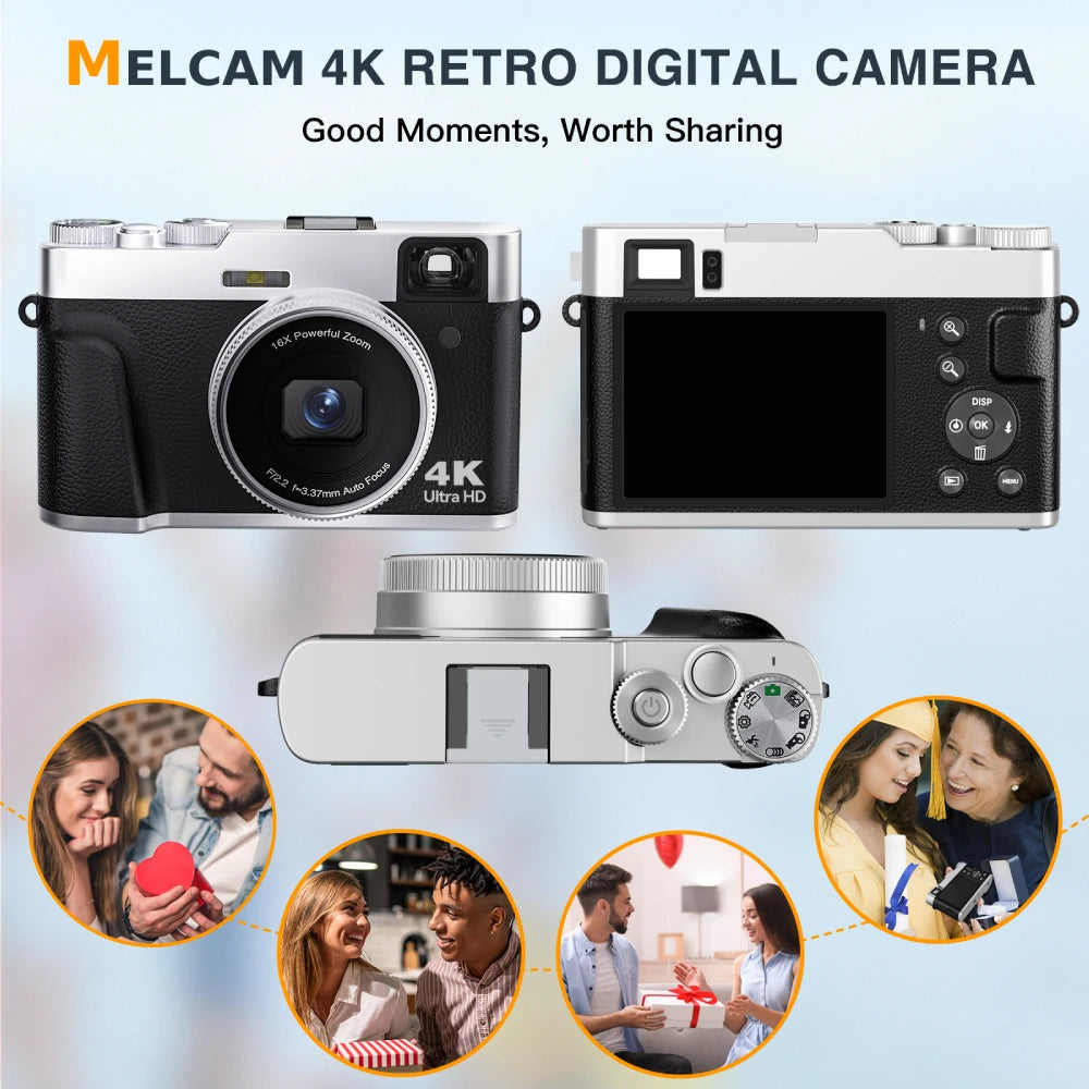 4K Digital Camera Auto Focus 48MP Vlogging Camera for YouTube and Anti-Shake Video Camera with Viewfinder Flash & Dial 16X Zoom - Universal Market