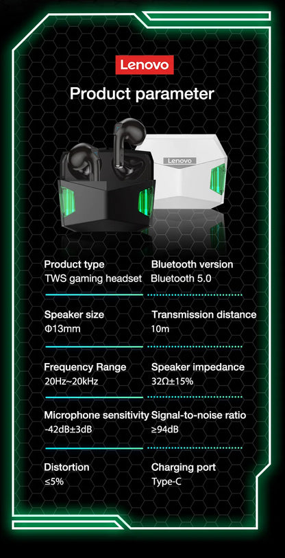 Choice Original Lenovo LP6 TWS Wireless Buletooth V5.1 Earphones Dual Mode Music Gaming Headsets New E-Sports  Headphones - Universal Market