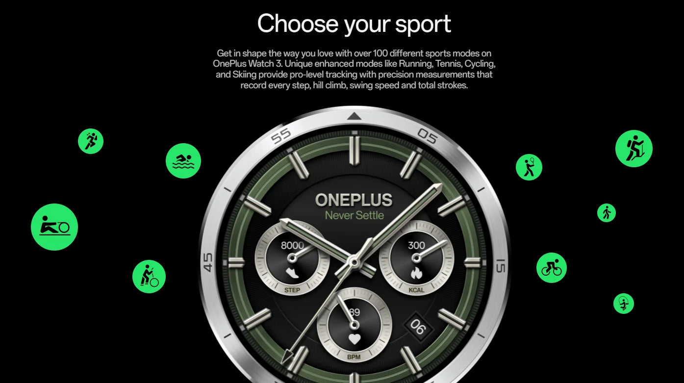 Original OnePlus Watch 3 Global Version Smart Watch 1.5 inches AMOLED 32GB Memory Snapdragon W5 Wear OS by Google NFC IP68 5ATM