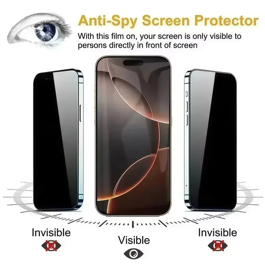 3Pcs For iPhone 16 15 14 13 12 11 Pro Max Mini 16E X XS Max XR Dust Free Installation Privacy Screen Protector Anti-spy Glass