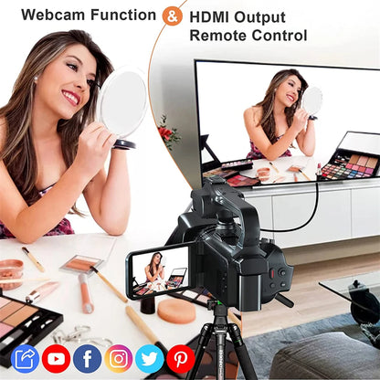 2025 Pro 4K 60FPS Digital Video Camera Photography Youtube Vlog Camcorder For Tiktok Live Stream Webcam 18X Zoom Rotate Touch - Universal Market