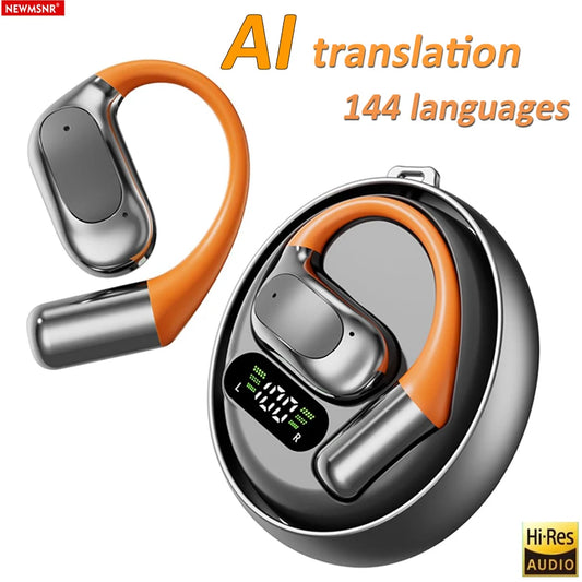 AI Translator Clip-on Headphones 144 Languages Real Time Two-Way Translation Earphones Stereo Sound Wireless Bluetooth Headsets - Universal Market