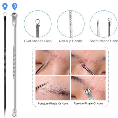 Acne Needle Remove Blackhead Blemish Pimple Comedone 4pcs/Set Double-ended Stainless Steel Facial Cleaning Skin Care