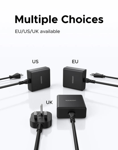UGREEN 65W GaN Charger PPS QC4.0 PD3.0 5 IN 1 Desktop Charging Station For Phone 16 15 14 Pro Xiaomi Samsung Tablet Macbook Air