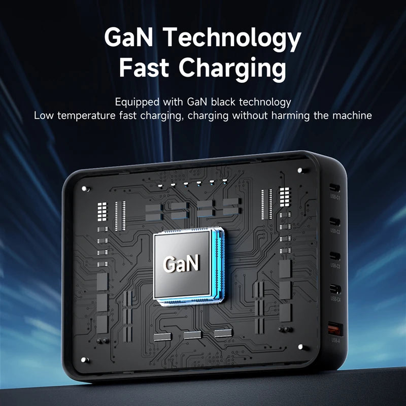 Hagibis 240W USB C Charger 5 Ports GaN 140W PD3.1 Fast Charger Desktop Charging Station with LCD Display For MacBook Pro Laptops