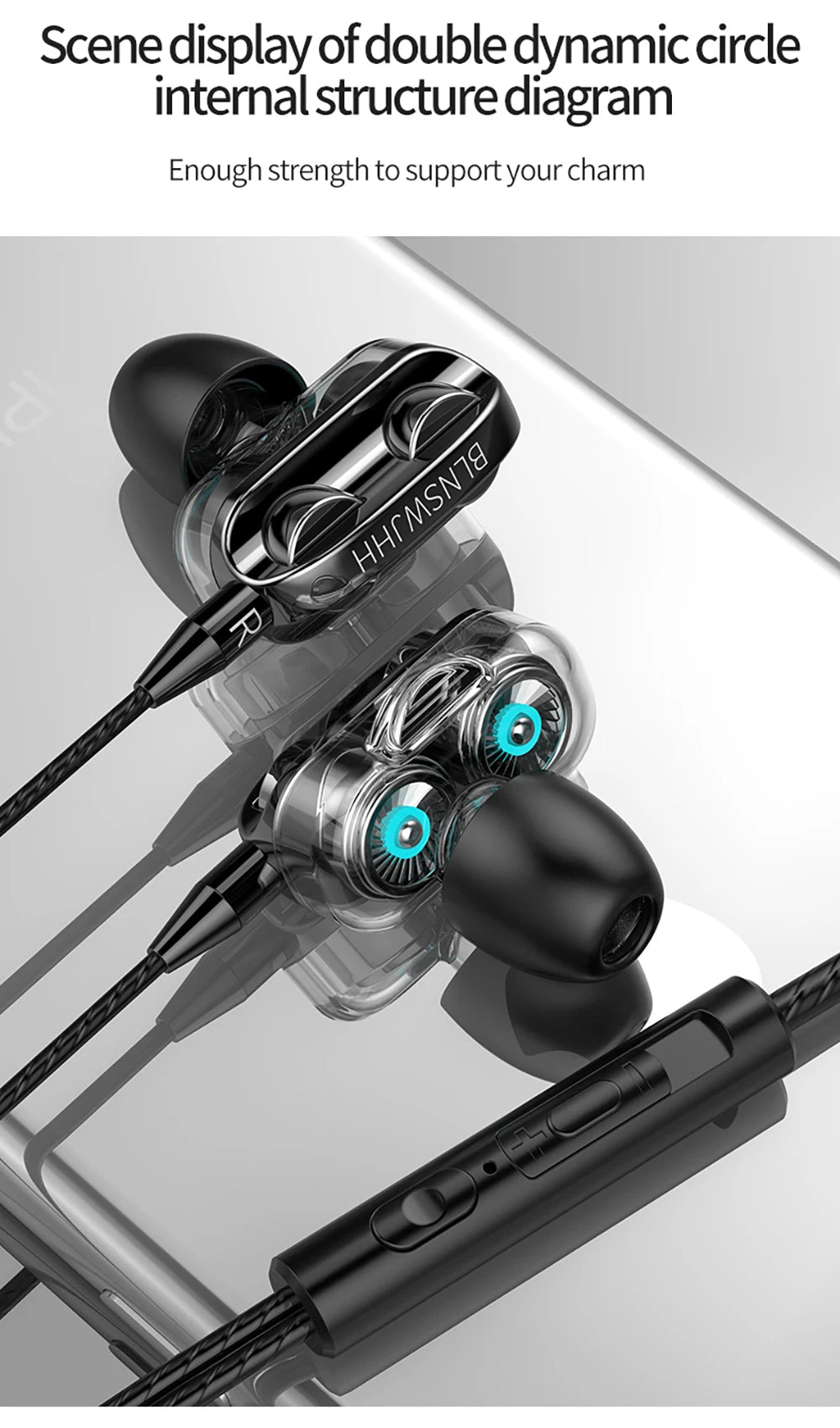 3.5mm Wired Headphones Noise Canceling In-Ear Sports Earphone Dual Driver Bass Stereo Gaming Headset HiFi Music Earbuds With Mic - Universal Market