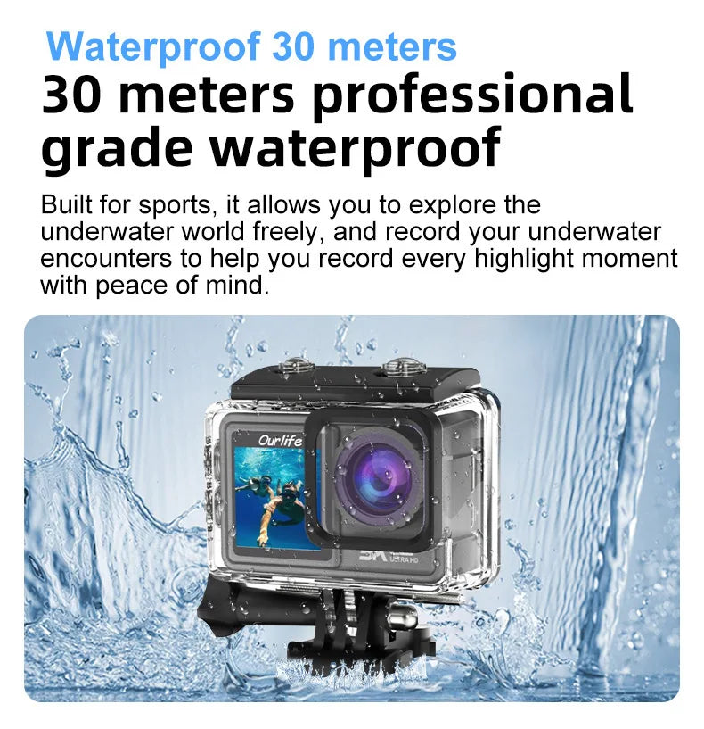 5K HD Outdoor Sports Camera Video Recording Action Shoot Stabilization Underwater Waterproof Photography Cam CarDriving Recorder