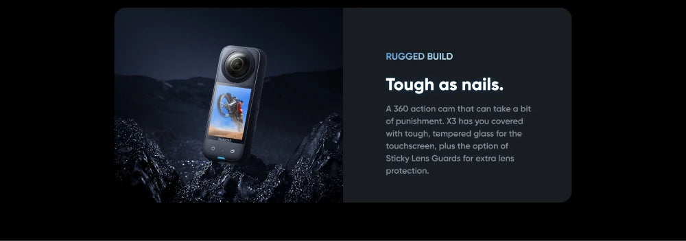 Insta360 X3 - Waterproof 360 Action Camera with 1/2" 48MP Sensors, 5.7K 360 Active HDR Video, 72MP 360 Photo, 4K Single-Lens