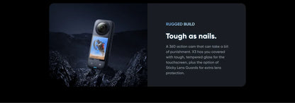 Insta360 X3 - Waterproof 360 Action Camera with 1/2" 48MP Sensors, 5.7K 360 Active HDR Video, 72MP 360 Photo, 4K Single-Lens