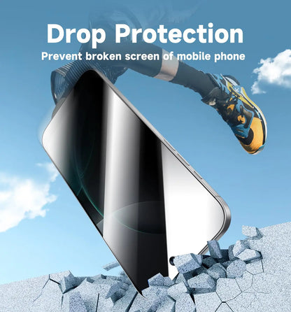 Anti Spy Screen Protector for iPhone 17 Air 16 Pro Max Privacy Tempered Glass Auto Dust Elimination Glass Box 15 14 13 12 X XS