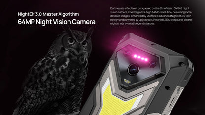 Ulefone Armor 34 Pro 5G AI 25500mAh Rugged Phone Smartphone Android 15 32GB+512GB Built-in DLP Projector 6.95" NFC Mobile Phone