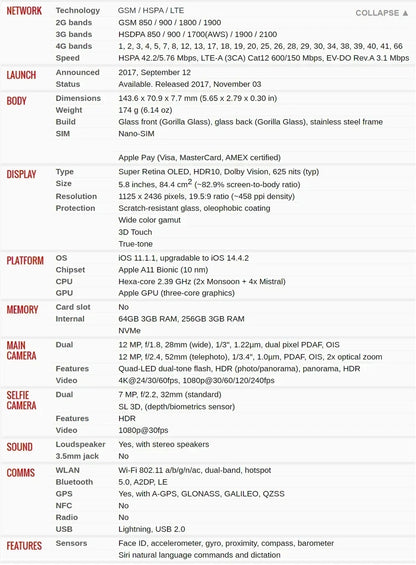 Original iPhone X 4G LTE Mobile Phone 3D Touch 3GB RAM 64GB/256GB ROM Face ID 5.8" OLED Screen 12MP+7MP Hexa Core SmartPhone