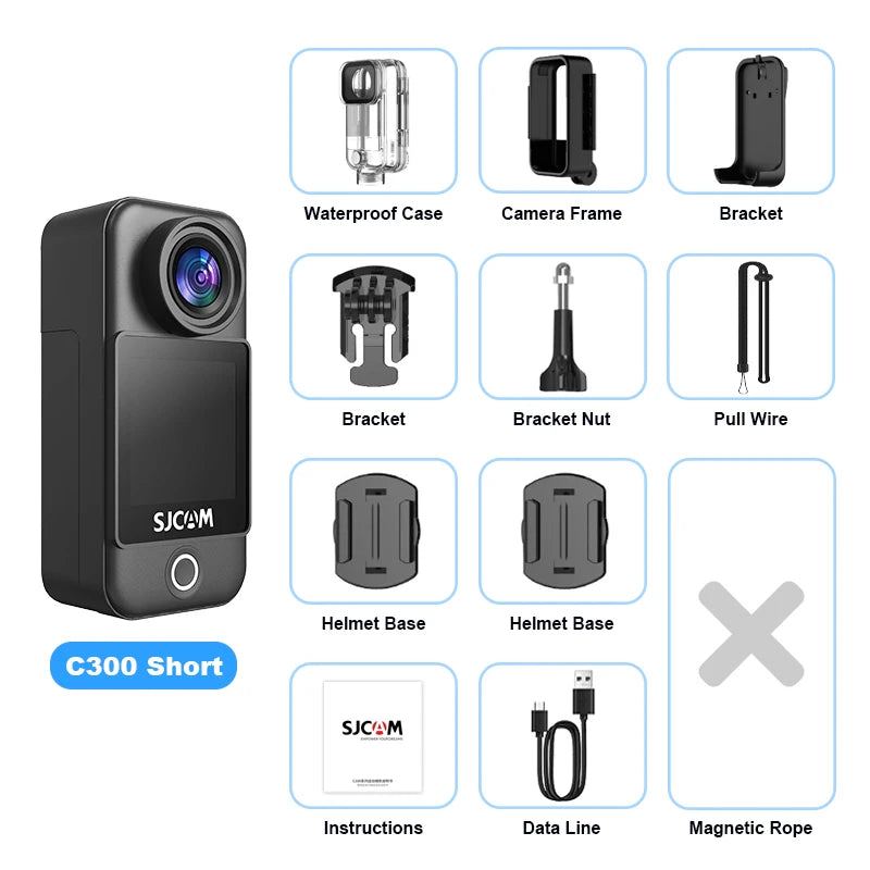 SJCAM C300 Action Camera Long Battery Life 4K 30FPS Six-Axis Gyroscope Anti-Shake Sport Cam 5G WiFi 30M Waterproof Easy To Carry