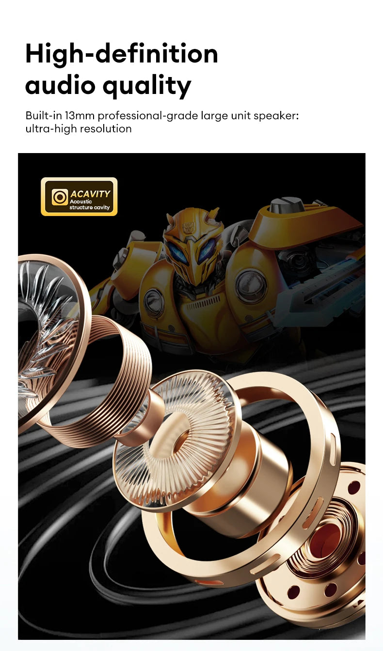 Choice TRANSFORMERS TF-T51 Bluetooth 5.4 TWS Earphones Low Latency Gaming Earbuds Long Endurance HiFi Music Headphones With mic - Universal Market