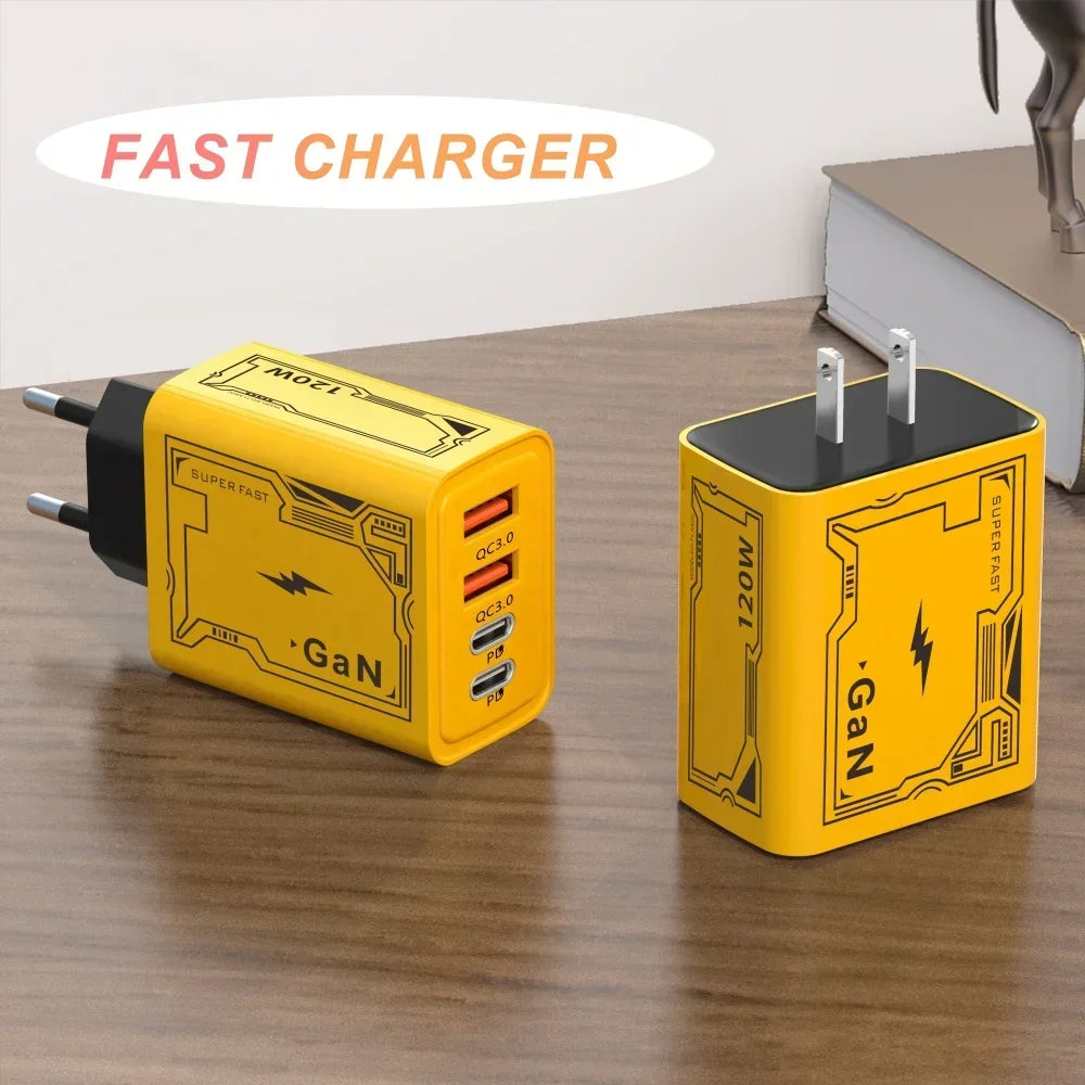 XIAOMI 4 Port USB C PD Ultra 120W Fast Charger USB 3.0 Type C EU Plug Mobile Phone Charger Quick Charging For iPhone Huawei 2025