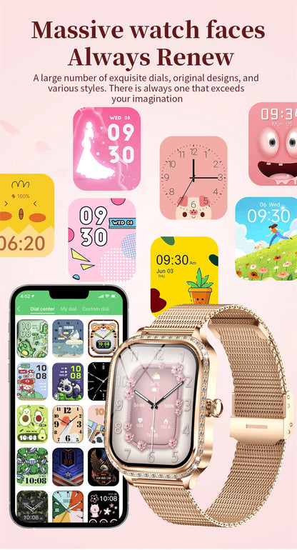 For Xiaomi Huawei New Women Smart Watch Heart Rate Blood Pressure Monitor Music Playback AI Voice Sports BT Calling SmartWatch