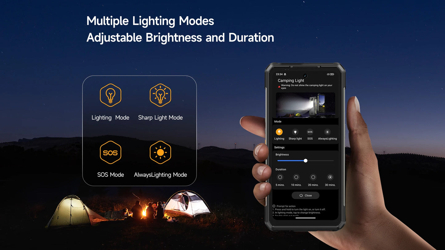 Ulefone Armor 34 Pro 5G AI 25500mAh Rugged Phone Smartphone Android 15 32GB+512GB Built-in DLP Projector 6.95" NFC Mobile Phone